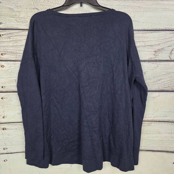 Loft M Navy Long Sleeve Lightweight Sweater Top - Picture 5 of 8